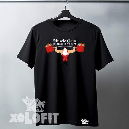 Playera "Muscle Claus is Coming to Lift"